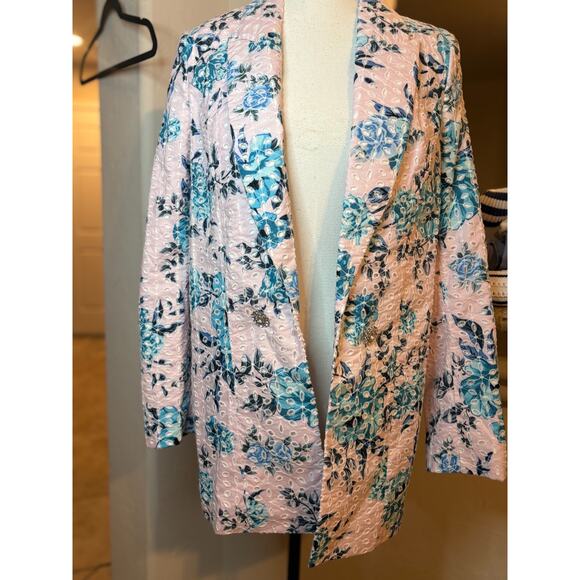 River Island Women's Pink Floral Broderie Detail Notch Blazer Size 6 NEW - Picture 3 of 6